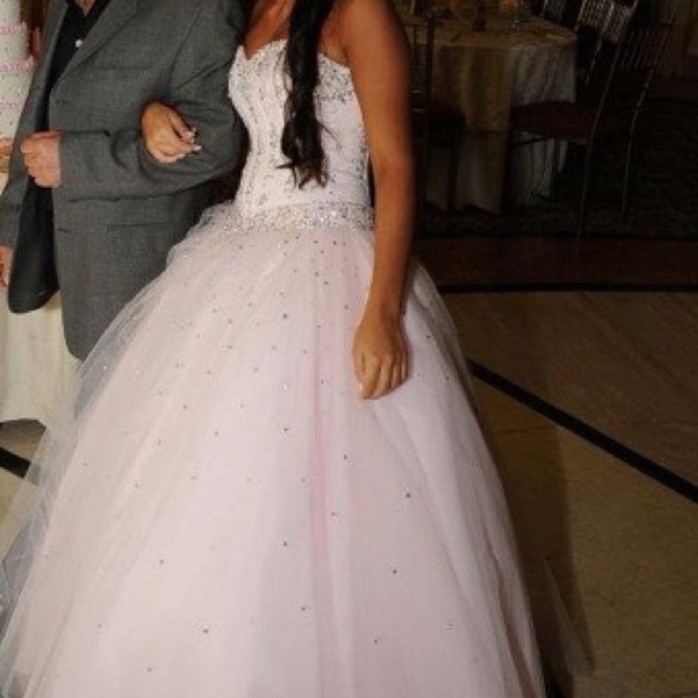 Mori Lee blush pink with silver beading size 4